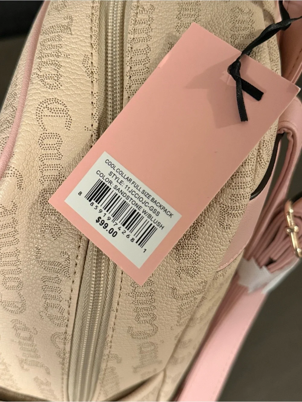 Juicy Couture Cream and Pink Logo Backpack